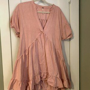 Free people light pink denim tunic dress